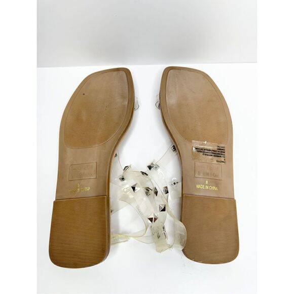 14th & Union Sandals Womens Size 8 Clear Finley Studded Open Toe Ankle Strap - Picture 9 of 9